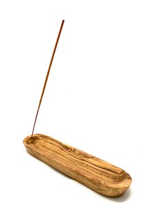 Wierookstokjeshouder ovaal glad 25 cm gemaakt van olijfhout