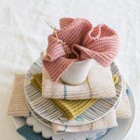 Molly knitted dishcloth, pink + stripe