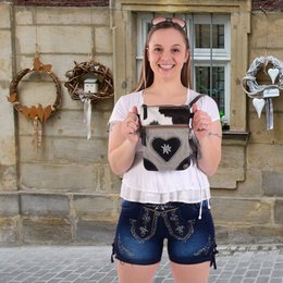 Nieuwe Domelo Dirndl schoudertas - Oktoberfest traditionele tas. Tas met edelweiss & hart design - traditionele kleine crossbody tas gemaakt van canvas & koeienhuid. kopiëren
