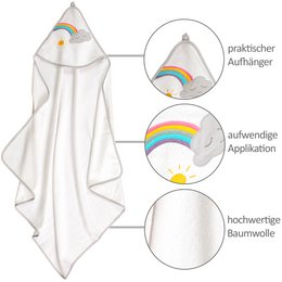 Handdoek met capuchon wolk wit, 100 x 100