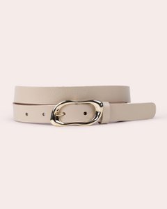 NOA | Elegant Leather Belt with Sculpted Gold Buckle