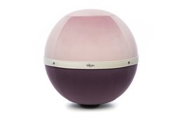  A large, round, purple and pink office chair with a modern, minimalist design. The chair appears to be made of a soft, plush material and has a unique, spherical shape that would make it a stylish and comfortable addition to any home or office workspace.