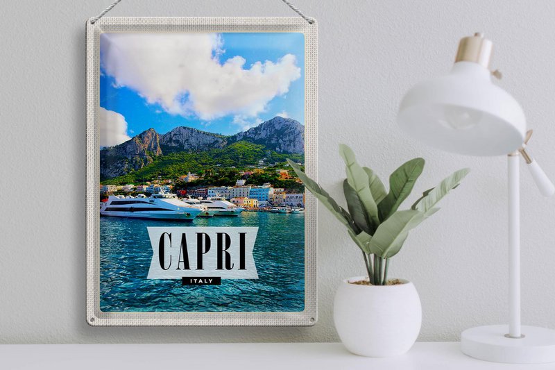 Tin Sign Travel 30x40cm Capri Italy Island Sea Vacation