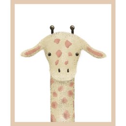  Colorful giraffe wall art for a kids room. Soft, plush giraffe with spotted pattern. Suitable for decorating a nursery or children's bedroom.