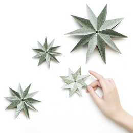 Juleorigamipapir - grangrene grøn og mint - 25 ark dobbeltsidet genbrugspapir