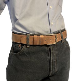 Men's Belt Brown Italian Leather - 3.5 cm Wide Casual Leather Women's Belt Or Men's Belt