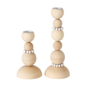 Candlestick Beads 2-piece H20cm wood