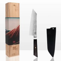 Knife - Bunka Santoku with bamboo Saya and bamboo box - 170 mm blade