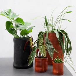 Vase Leder XXXL schwarz
