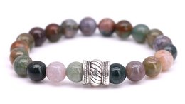 Bali Basic Indian Agate beaded bracelet in medium, large, and extra-large sizes. Features a mix of colorful agate beads in shades of pink, green, and brown.
