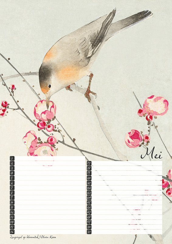Calendario di compleanno Stampe di uccelli del maestro giapponese Koson