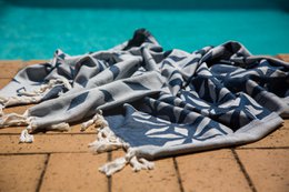 Hammam towel organic cotton Defne steel blue