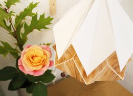 Origami Anhänger in Ecowood und White Paper - Größe S.