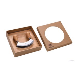 Slaapliedjehakker met dubbel mes - Bamboeplank - Roestvrijstalen mes - Ergonomische handgrepen - Dubbel gebogen mes om gemakkelijk al uw voedsel te snijden - Afmeting: 20 x 20 x 2 cm