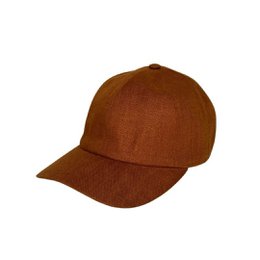  Tobacco brown linen baseball cap, minimalist style, warm earthy tone, structured curved bill, premium quality headwear