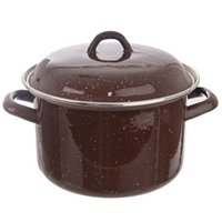 Pot Enamel with Lid Brown BROWN 20 cm, 3.2 l