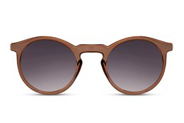 "Round brown tortoiseshell sunglasses with dark gradient lenses, vintage style eyewear"