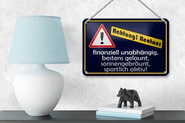Tin sign saying 18x12cm Attention pensioners decoration