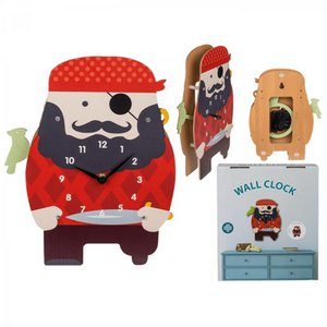 Wall clock Pirate wood 21x29cm kids