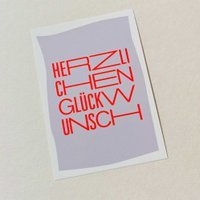 Herzlichen Glückwunsch/Typo - Postkarte mit Neondruck Copy