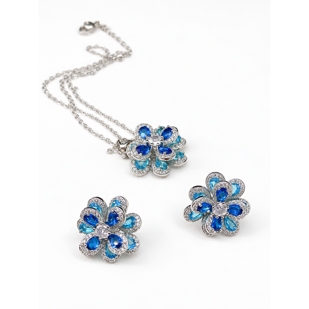Azure Oil Painting Floral Jewelry Set
