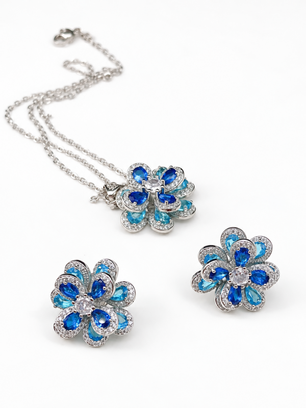 Azure Oil Painting Floral Jewelry Set