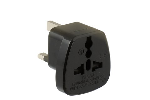 J-Line Reisestecker UK – Kunststoff – Schwarz