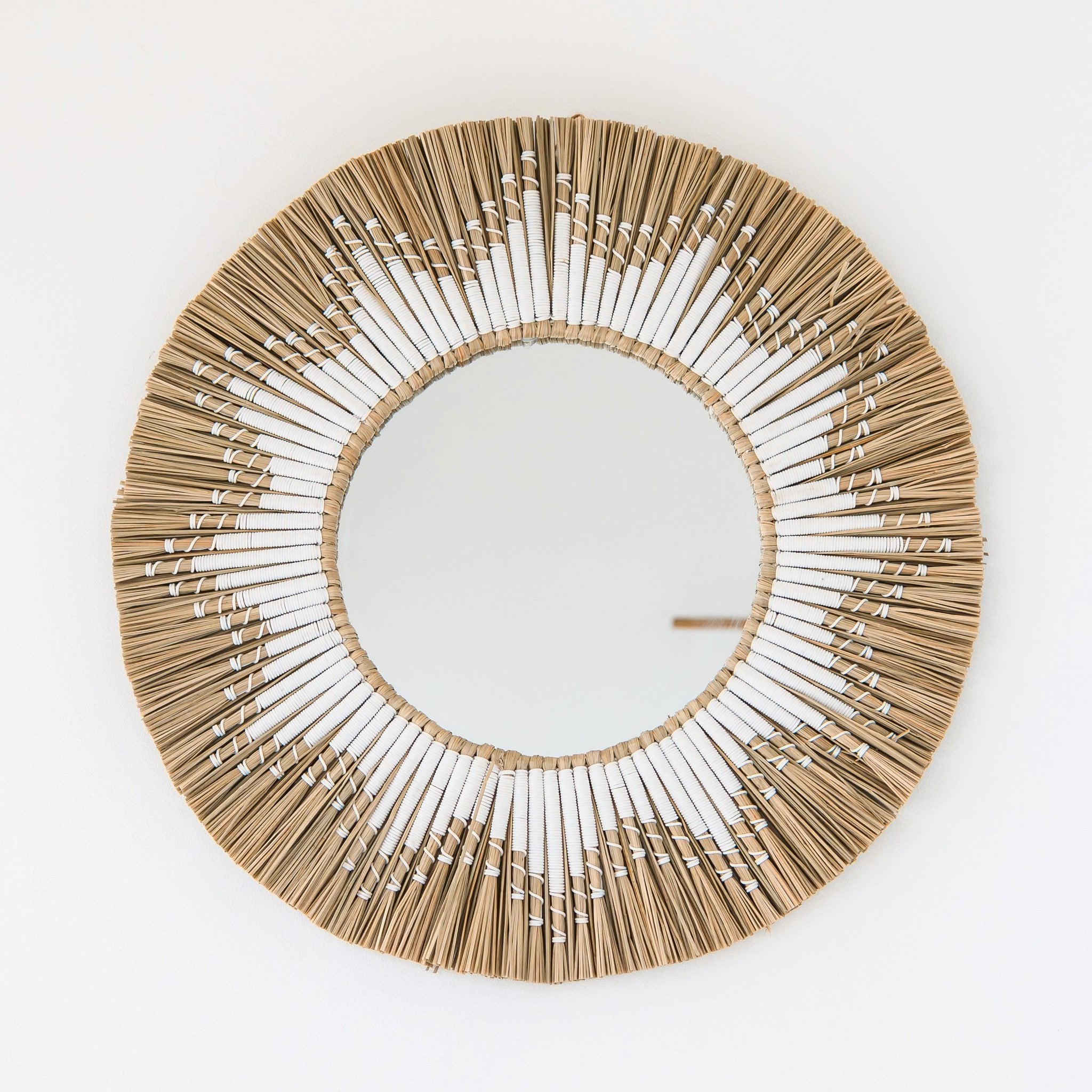 Boho Zeewier Wandspiegel met Katoenen Fringe 60cm Soeji