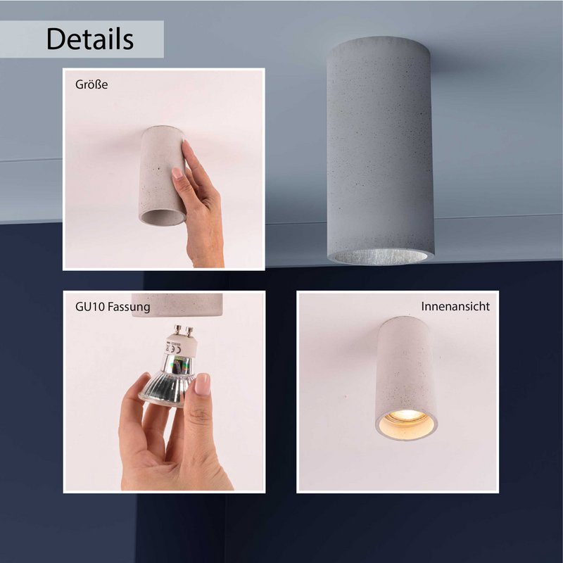 Lámpara de techo "Donoma" luz de hormigón Plata