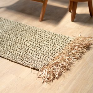 Zeegras vloerkleed met kwastjes 120x60 cm geweven Boho tapijt gemaakt van zeegras BARA