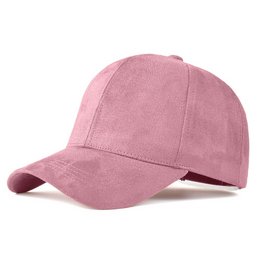 A pink suede baseball cap with the Boss logo.