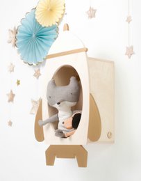 Rocket shelf "Rockin 'Rocket" White and Wooden-Gold
