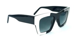 Stylish square-framed sunglasses in black, white, and gray colors with gradient lenses for a modern, fashionable look.