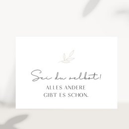  Postcard with handwritten text "Be yourself" on a white background with soft shadow patterns.