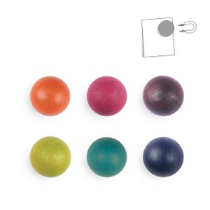 Assortiment van 24 kleine houten magnetische balletjes - kleur