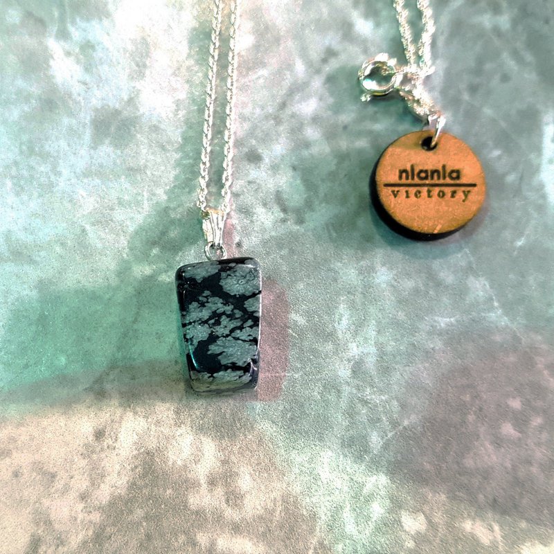 Snowflake Obsidian Sterlingsølv halskæde, rå ædelsten halskæde, hjerte vedhæng halskæde, ædelsten halskæde, Sterling sølv halskæde | af nlanlaVictory