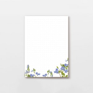 Notepad DIN A6 dot grid, blue forget-me-nots, PEFC certified