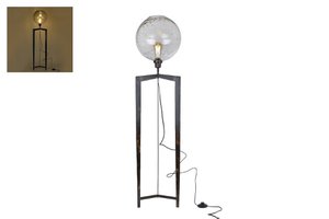 Staande lamp Melle bruin glas-metaal 30x30x135cm