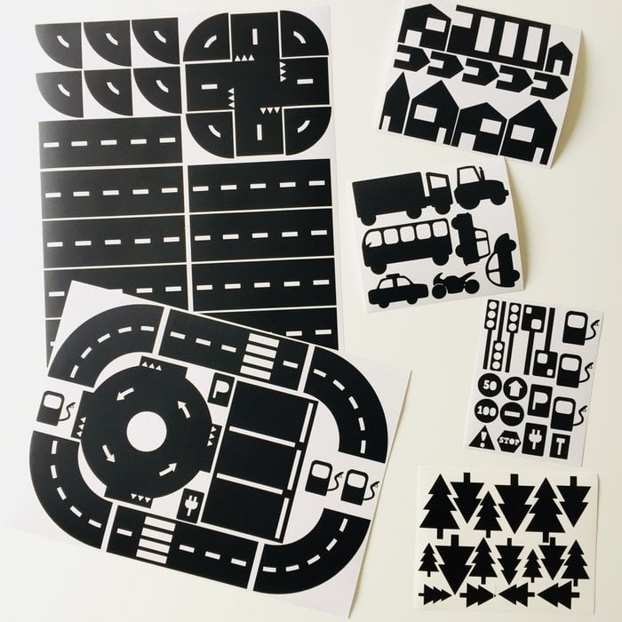 Sticky Roads speelstickers voordeelset (zwart of wit)