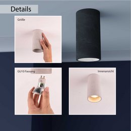 Loftslampe "Donoma" betonlys Sort