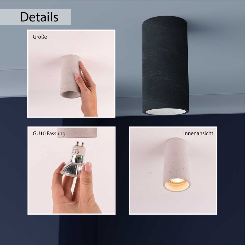 Loftslampe "Donoma" betonlys Sort