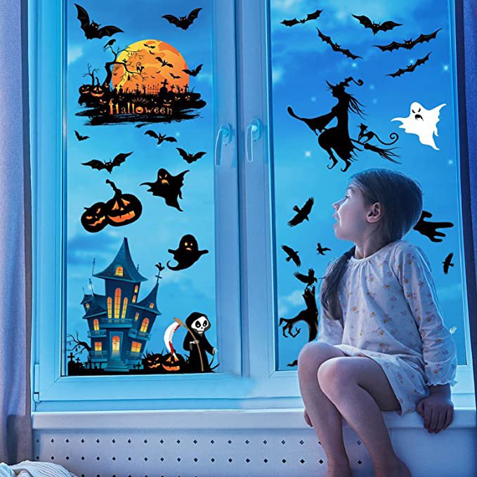 Halloween-Dekoration für Kinder Realistische 3D-Wandaufkleber und in Farben