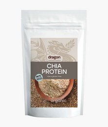 Organic chia protein powder, 36% protein, from Dragon Superfoods. High in fiber and omega-3s.