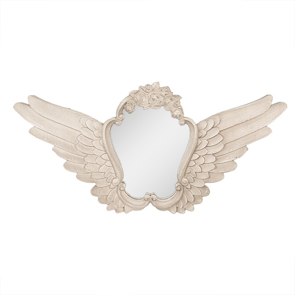 Spiegel 70x5x35 cm Beige MDF Vleugels Wandspiegel