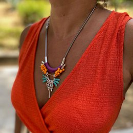 TAMALAMEQUE collana colorata in stile Frida Kahlo