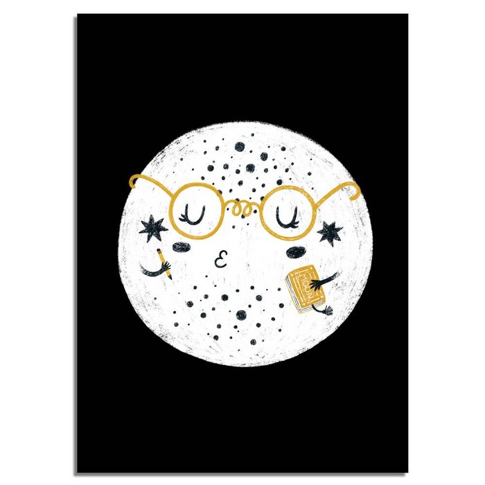 Kinderkamer poster Planeet - Planeten serie - Zwart wit geel
