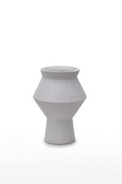 Moderne keramikvase med ru hvid finish, kantet rund form, CUZCO 20 hvid