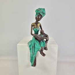 Bronze-Skulptur "Petite femme assise" by Hamed Nikiema | 16 cm | Unikate
