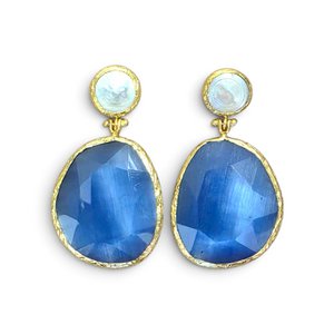 Oorbel Twin Glow - Lichtblauw, Parel