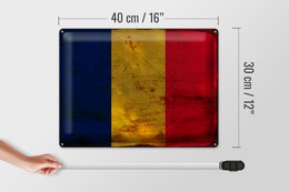 Tin Sign Flag of Chad 40x30cm Flag of Chad Rust